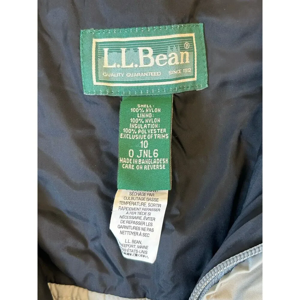 L.L.Bean Kids Boys Girls Youth Insulated Snow Bibs Gray Size 10 Winter Ski Pants
